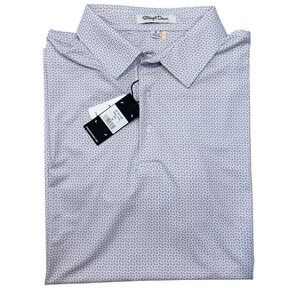 STRAIGHT DOWN Merlin Polo sz M Pink Blue Print Short Sleeve UPF 50 Sports NWT
